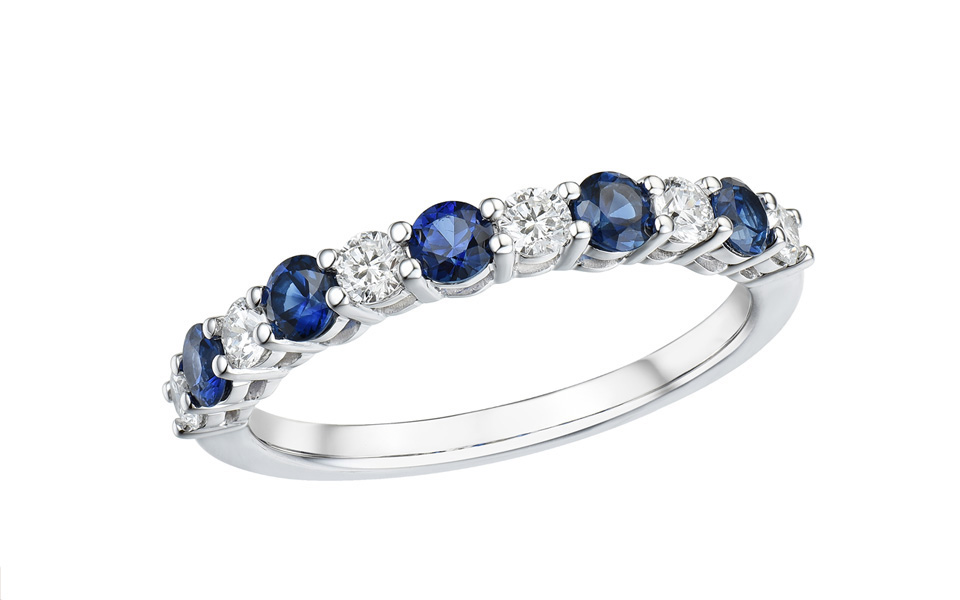 Bague Tollet saphirs bleu, diamants, or blanc