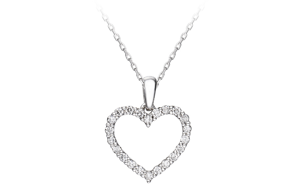 Collier d’or blanc 18 carats, pendentif serti de diamants, collection Confidence